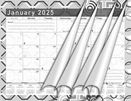 2024-2025 Magnetic/Desk Calendar - Desktop/Wall Calendar/Planner B&W- (#26-04)