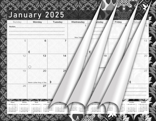 2025 Monthly Magnetic/Desk Calendar - 12 Months Desktop/Wall Calendar/Planner B&W- #017