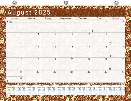 2025 - 2026 Academic Year 12 Months Student Calendar / College Planner for 3-Ring Binder, Desk or Wall -School Supplies - Made in USA -v017