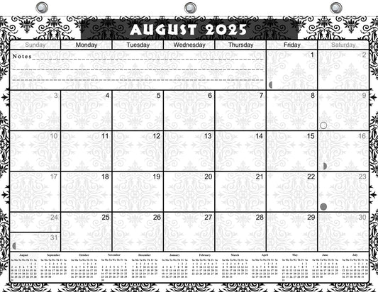 2025 - 2026 Academic Year 12 Months Student Calendar / College Planner for 3-Ring Binder, Desk or Wall -School Supplies - Made in USA - Edition #009)