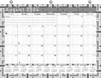 2024-2025 Academic Year 12 Months Student Calendar/Planner for 3-Ring Binder, Desk or Wall - Black&White - (Edition #014)