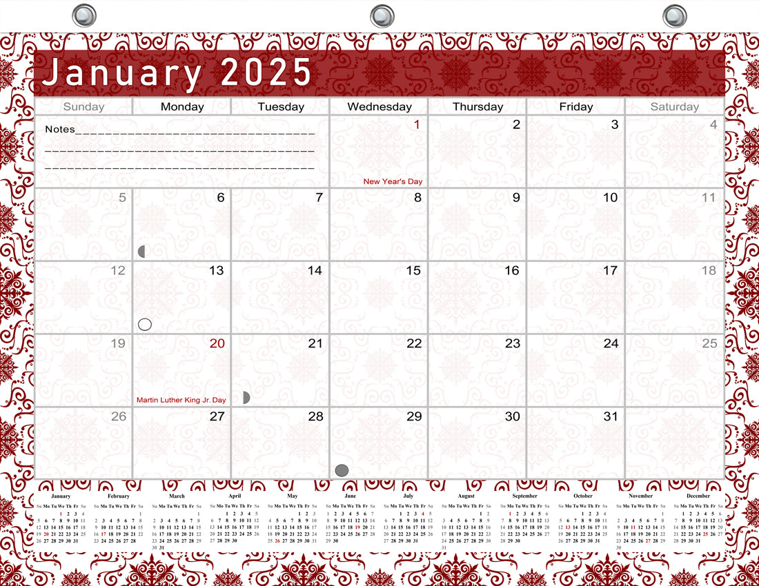 2024 - 2025 Student Calendar/Planner for 3-Ring Binder, Desk, or Wall - v014