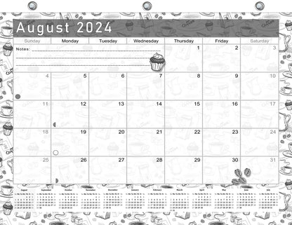 2024-2025 Academic Year 12 Months Student Calendar/Planner for 3-Ring Binder, Desk or Wall - Black&White - (Edition #026)