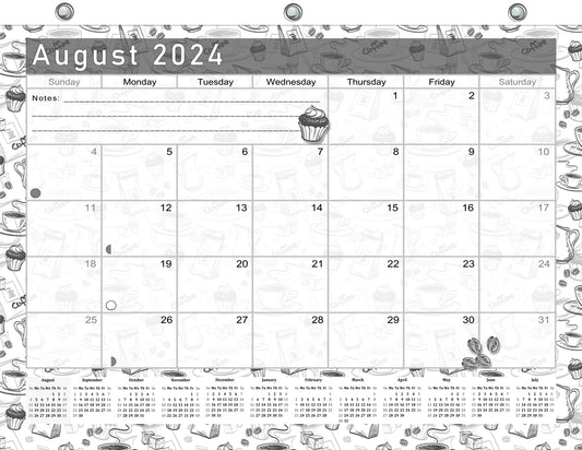 2024-2025 Academic Year 12 Months Student Calendar/Planner for 3-Ring Binder, Desk or Wall - Black&White - (Edition #026)