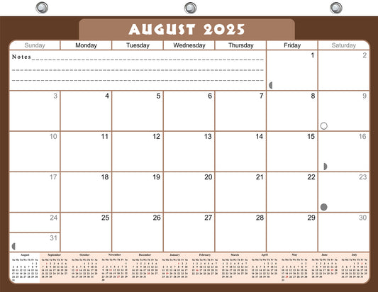 2025 - 2026 Academic Year 12 Months Student Calendar / College Planner for 3-Ring Binder, Desk or Wall -School Supplies - Made in USA -v022