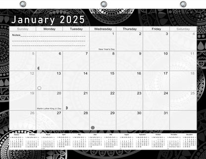 2024 - 2025 Student Calendar/Planner for 3-Ring Binder, Desk, or Wall - Black&White -v012