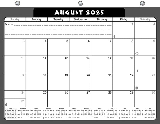 2025 - 2026 Academic Year 12 Months Student Calendar / College Planner for 3-Ring Binder, Desk or Wall -School Supplies - Made in USA -v023