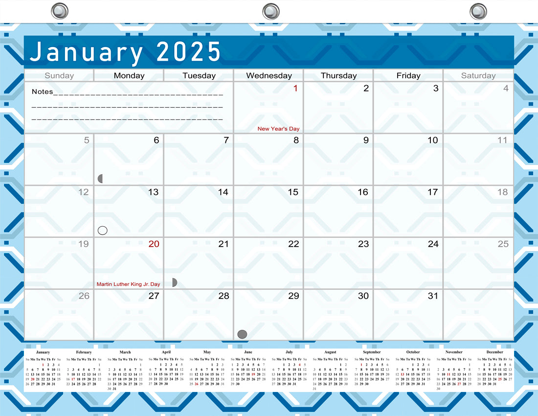 2024 - 2025 Student Calendar/Planner for 3-Ring Binder, Desk, or Wall - v004