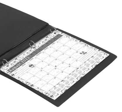 2023-2024 Academic Year 12 Months Student Calendar/Planner for 3-Ring Binder, Desk or Wall - Black&White - (Edition #026)