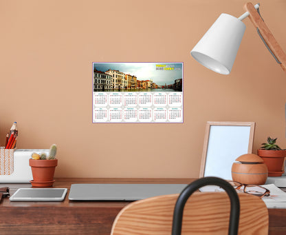 2025 Peel & Stick Calendar - Today is my Lucky Day - Removable - Venice Grand Canal (9"x 6")