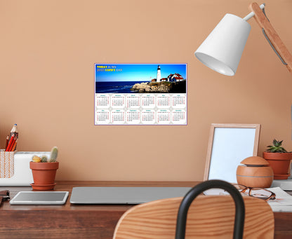 2025 Peel & Stick Calendar - Today is my Lucky Day - Removable -  Portland lighthouse (9"x 6")