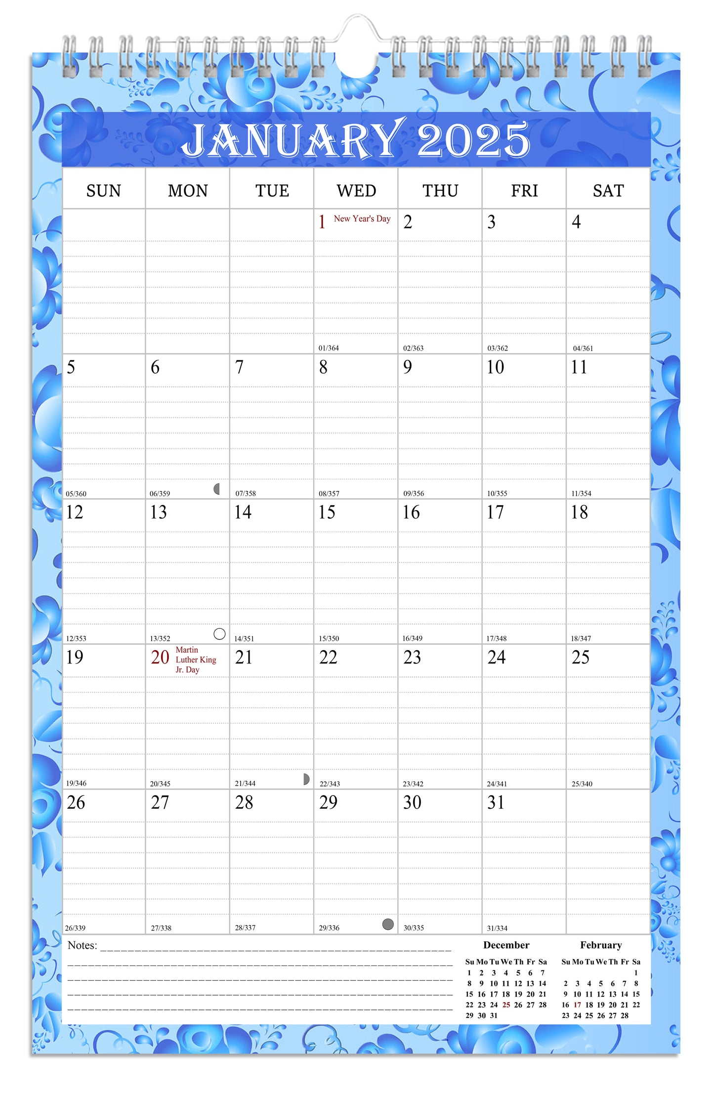 2025 Wall Calendar Spiral-Bound Twin-Wire Binding - 12 Months  15