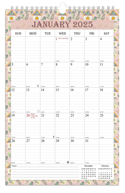 2025 Wall Calendar Spiral-Bound Twin-Wire Binding - 12 Months  16