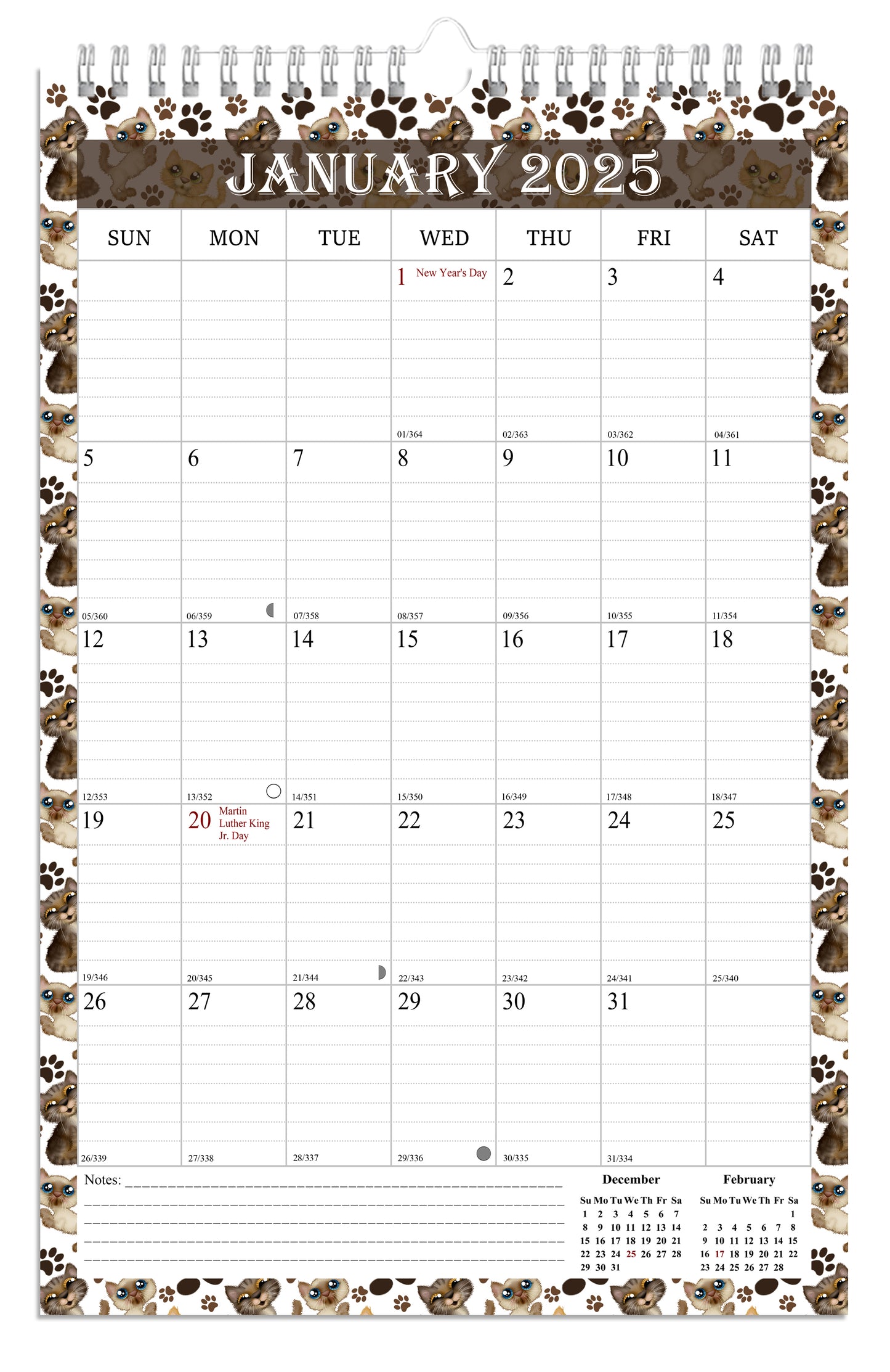 2025 Wall Calendar Spiral-Bound Twin-Wire Binding - 12 Months  17