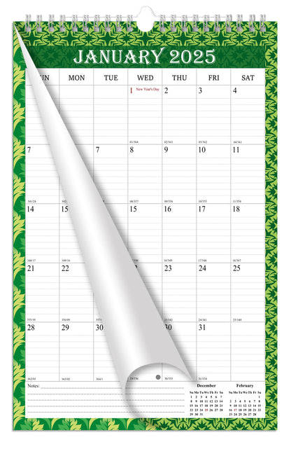 2025 Wall Calendar Spiral-Bound Twin-Wire Binding - 12 Months  13