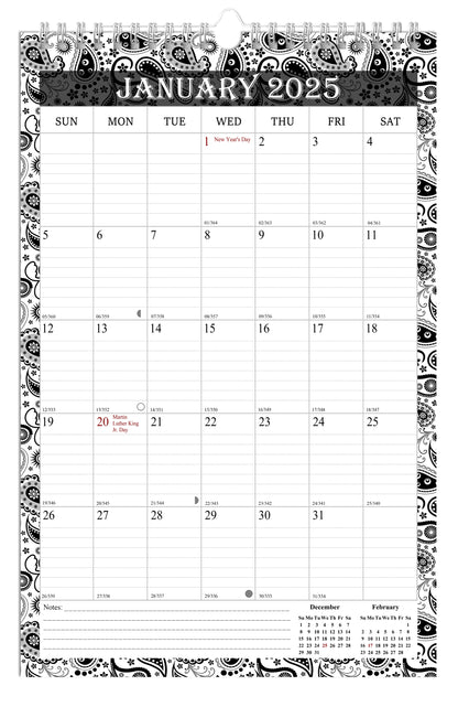 2025 Wall Calendar Spiral-Bound Twin-Wire Binding - 12 Months  06