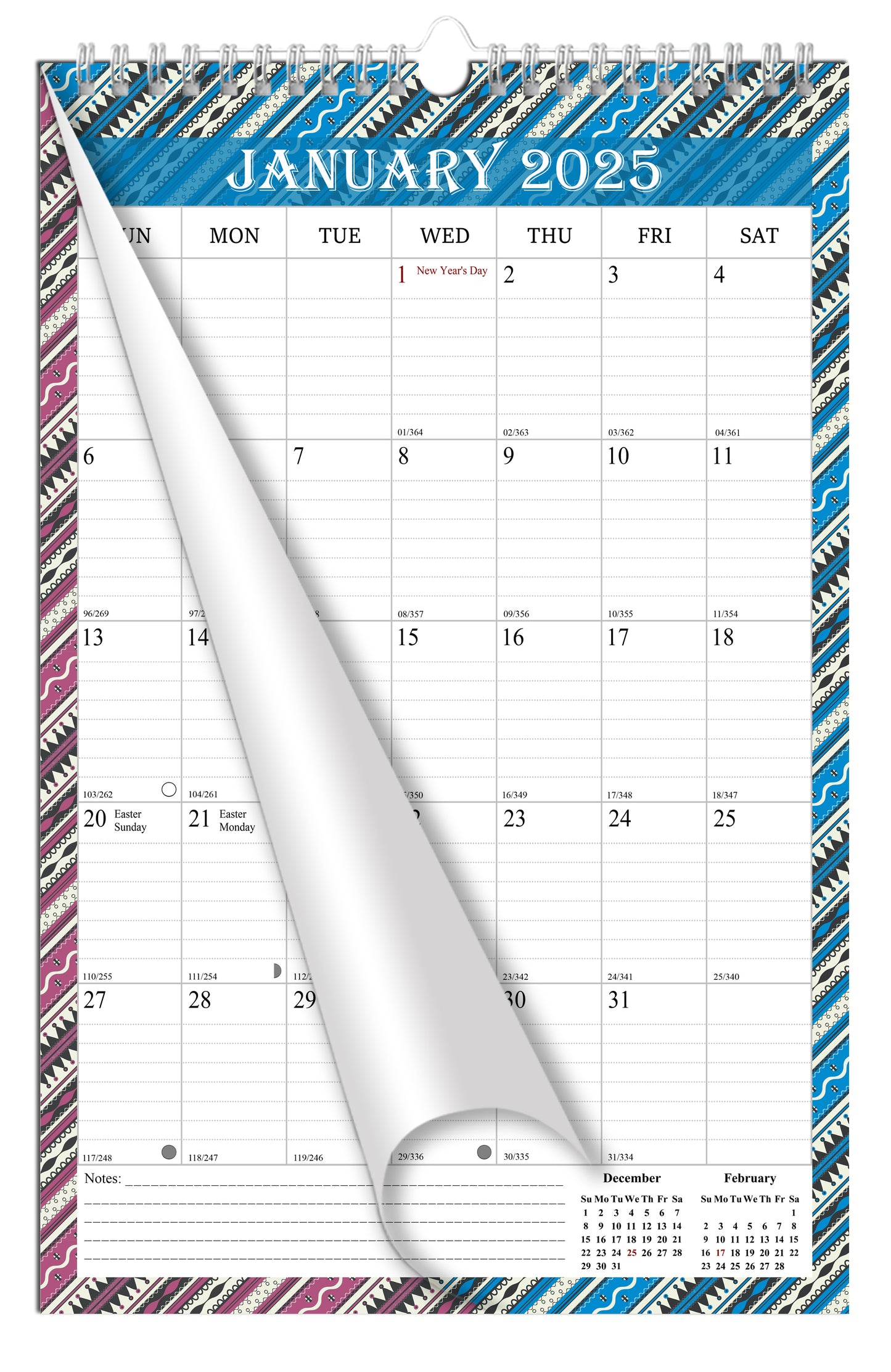 2025 Wall Calendar Spiral-Bound Twin-Wire Binding - 12 Months  11