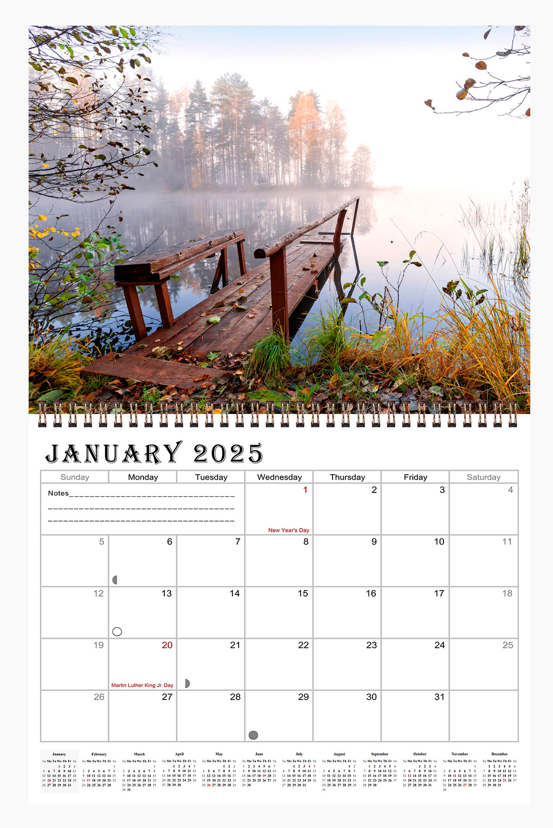 2025 Spiral-bound Wall Calendar (Great Outdoors) - 12 Months Desktop/Wall Calendar/Planner