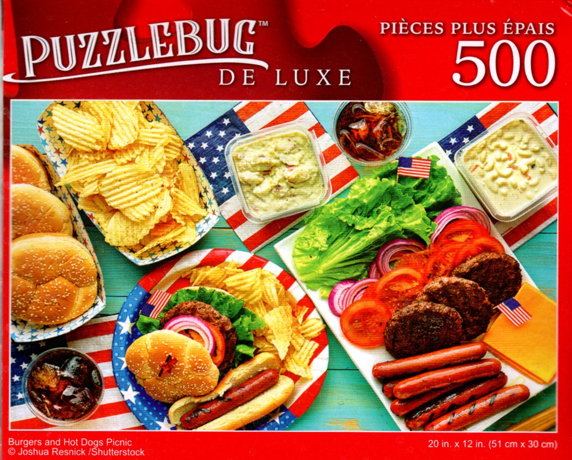 Burger and Hot Dogs Picnic - 500 Pieces Deluxe Jigsaw Puzzle