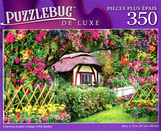 Charming English Cottage in The Garden - 350 Pieces Deluxe Jigsaw Puzzle