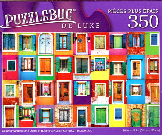 Colorful Windows and Doors of Burano - 350 Pieces Deluxe Jigsaw Puzzle