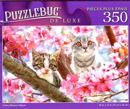 Cherry Blossom Kittens - 350 Pieces Deluxe Jigsaw Puzzle