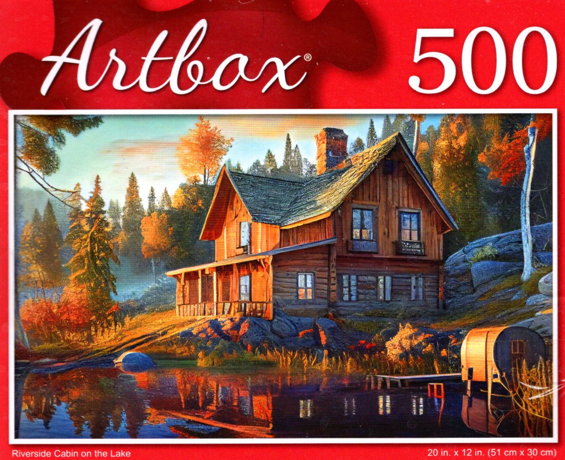 Riverside Cabin on The Lake - 500 Pieces Jigsaw Puzzle