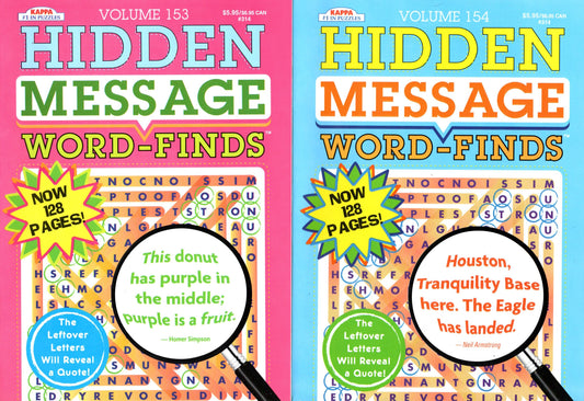 Large Print Hidden Message Word - Finds (All New Puzzles) - Vol.153,154 Now 128 Pages