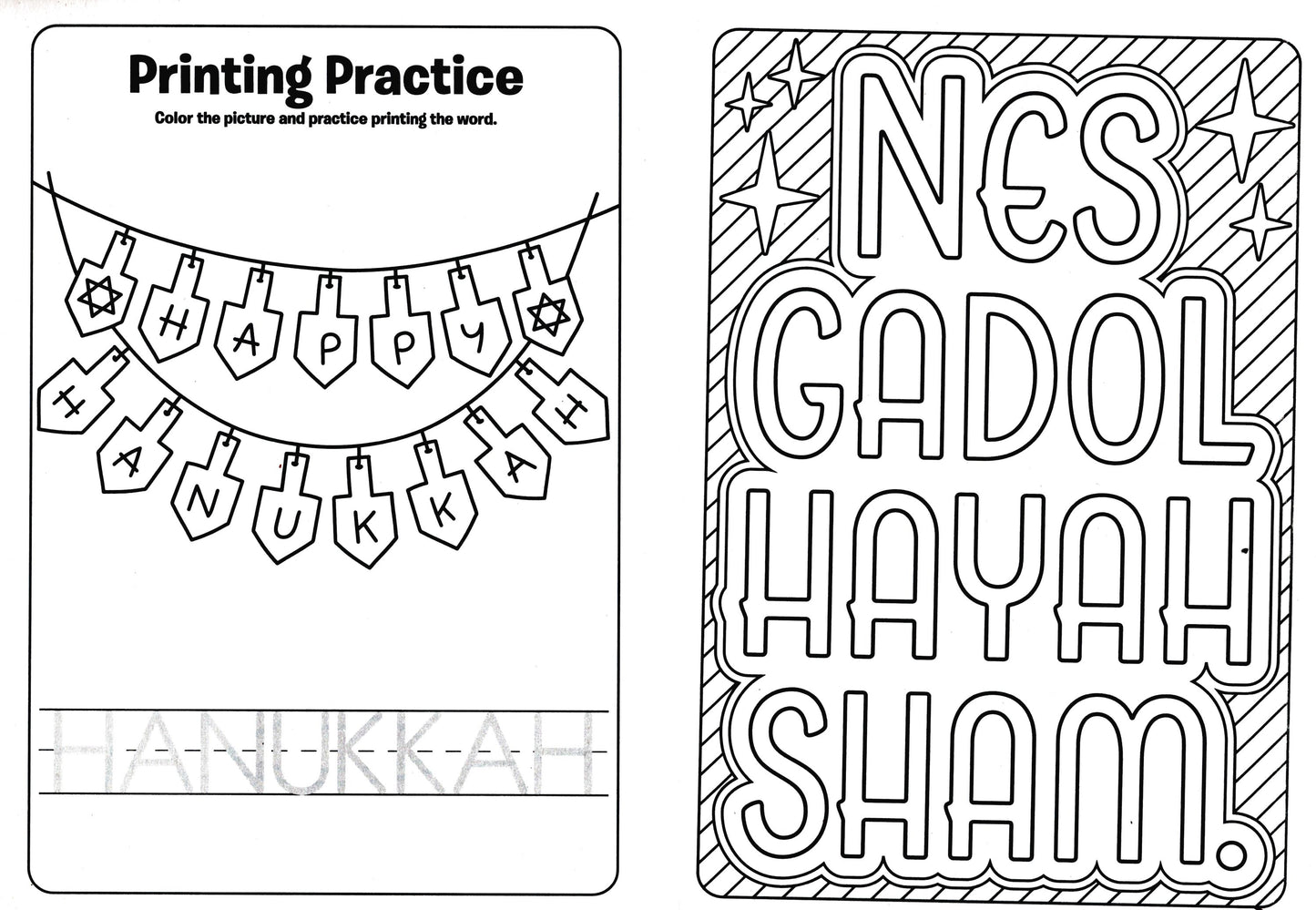 The Dreidel, The Menoran, Eight Nights of Hanukkah, Hanukkah Traditions - Activity Book