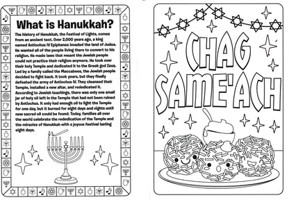 The Dreidel, The Menoran, Eight Nights of Hanukkah, Hanukkah Traditions - Activity Book