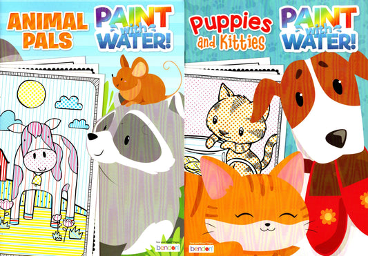 A Paint with Water - Puppies and Kitties & Animal Pals - Set of 2 Coloring Books