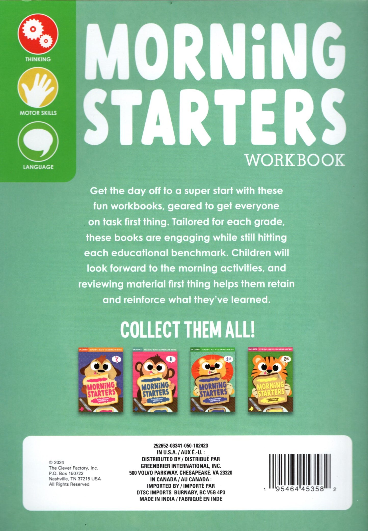 First Grade Includes: Reading - Math - Grammars & More - Morning Starters Educational Workbooks v14