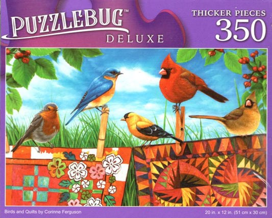 Birds and Quilts by Corinne Ferguson - 350 Pieces Deluxe Jigsaw Puzzle