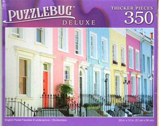 English Pastel Facades - 350 Pieces Deluxe Jigsaw Puzzle