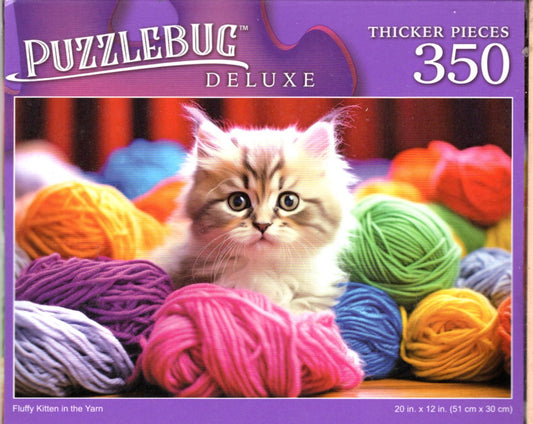 Fluffy Kitten in The Yarn - 350 Pieces Deluxe Jigsaw Puzzle