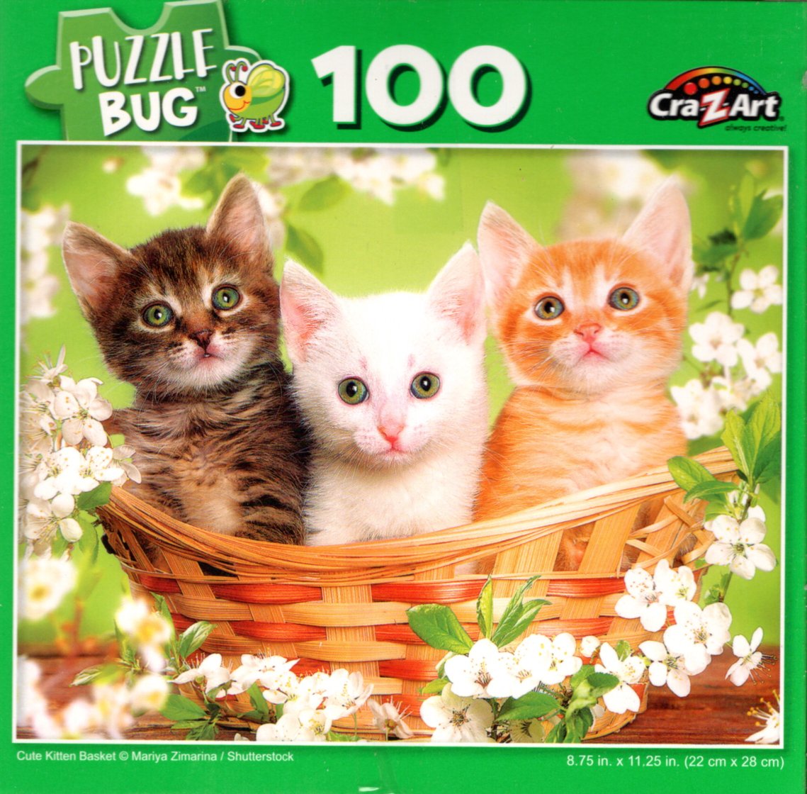 Cute Kitten Basket - 100 Piece Jigsaw Puzzle