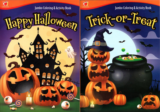 Happy Halloween & Trick-or-Treat - Jumbo Coloring & Activity Book (Set of 2)