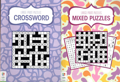 Large Print Crossword & Mixed Puzzles 40 + 60 puzzles (Set of 2 books)