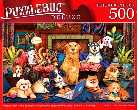 Woofing from Home - 500 Pieces Deluxe Jigsaw Puzzle