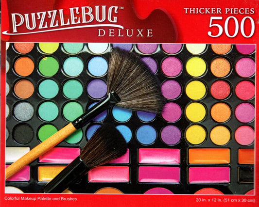 Colorful Makeup Palette and Brushes - 500 Pieces Deluxe Jigsaw Puzzle