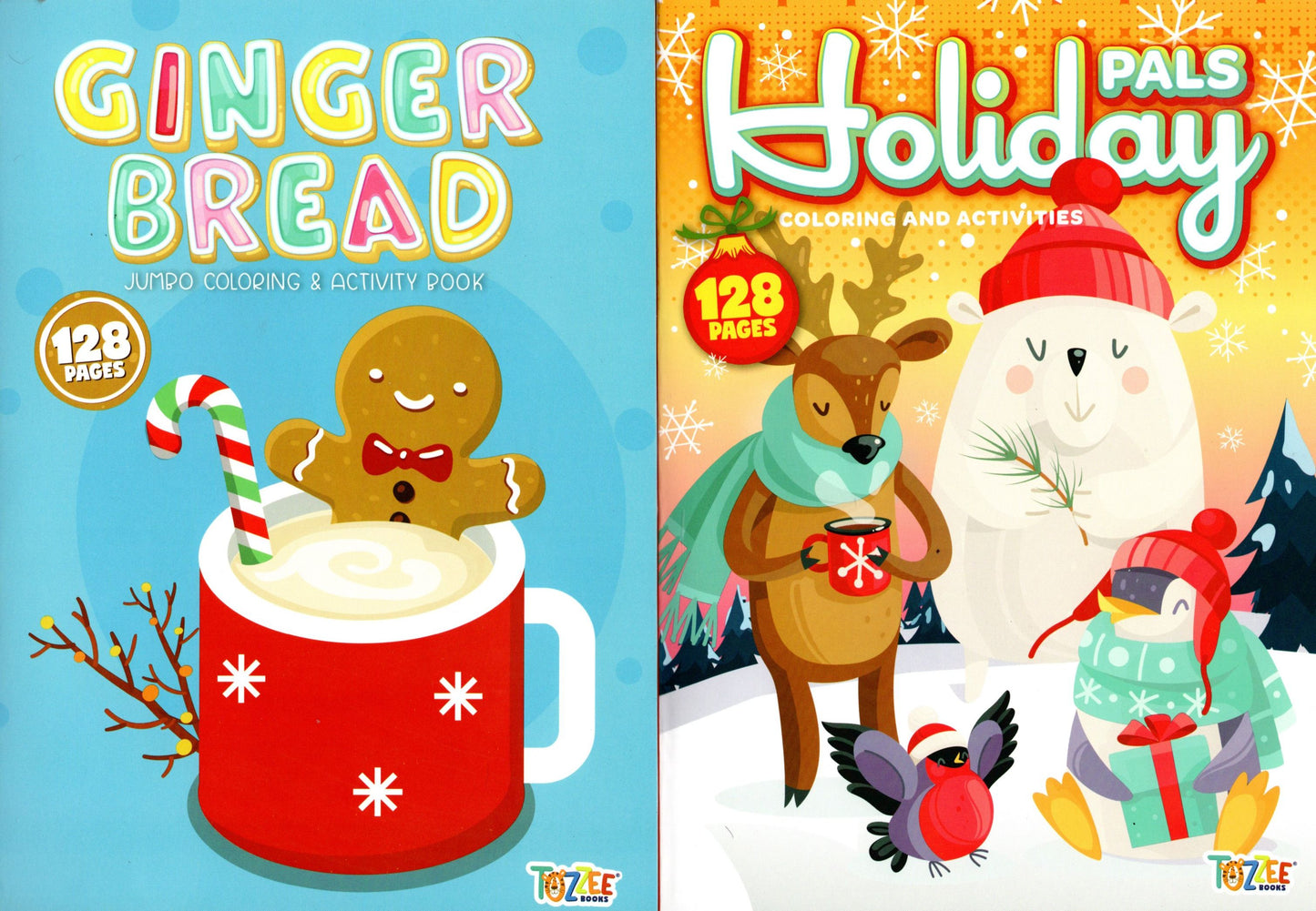 Christmas Holiday - Ginger Bread & Holiday Pals - Coloring & Activity Book (Set of 2 Books)