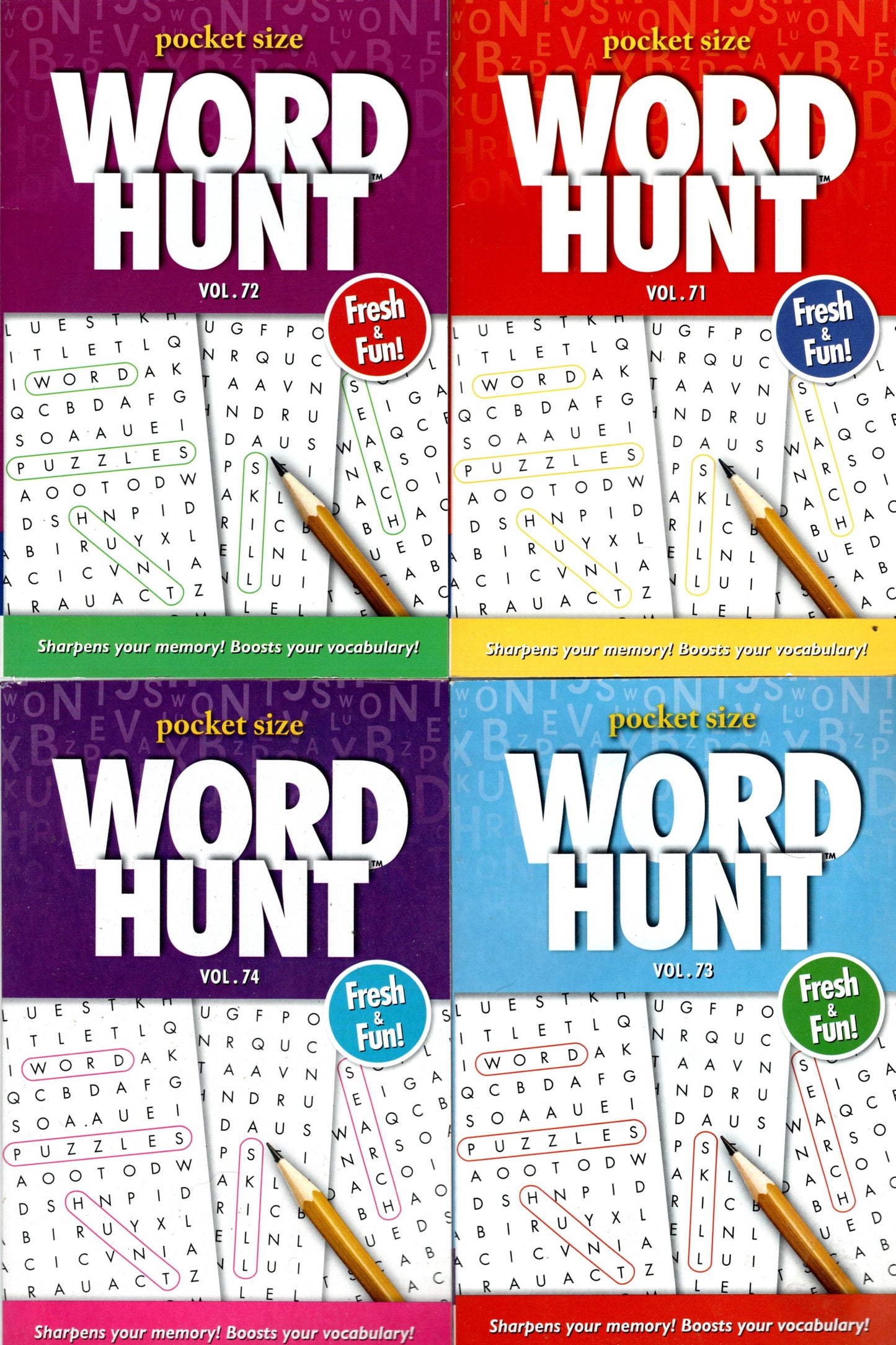 Large Print Word Hunt - All New Puzzles - (Pocket Size) - Vol.71-74