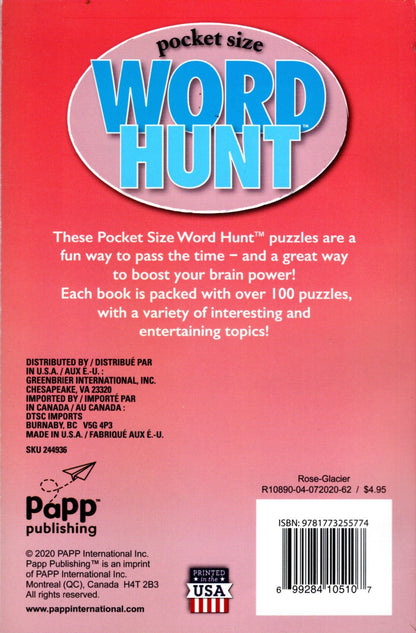 Large Print Word Hunt - All New Puzzles - (Pocket Size) - Vol.62