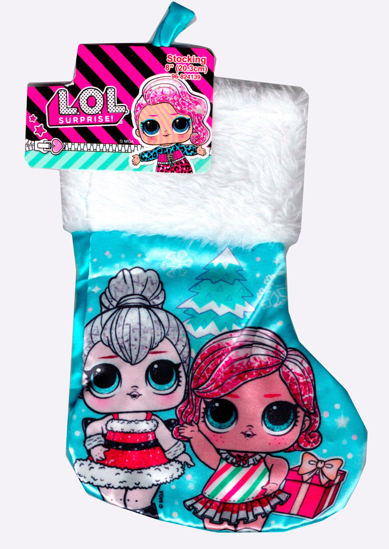 L.O.L Surprise -(Mini Size) 8" Printed Satin Christmas Stocking Plush Cuff