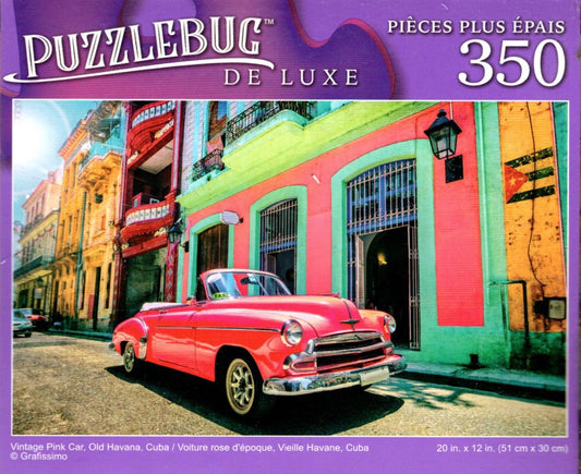 Vintage Pink Car, Old Havana, Cuba - 350 Pieces Deluxe Jigsaw Puzzle