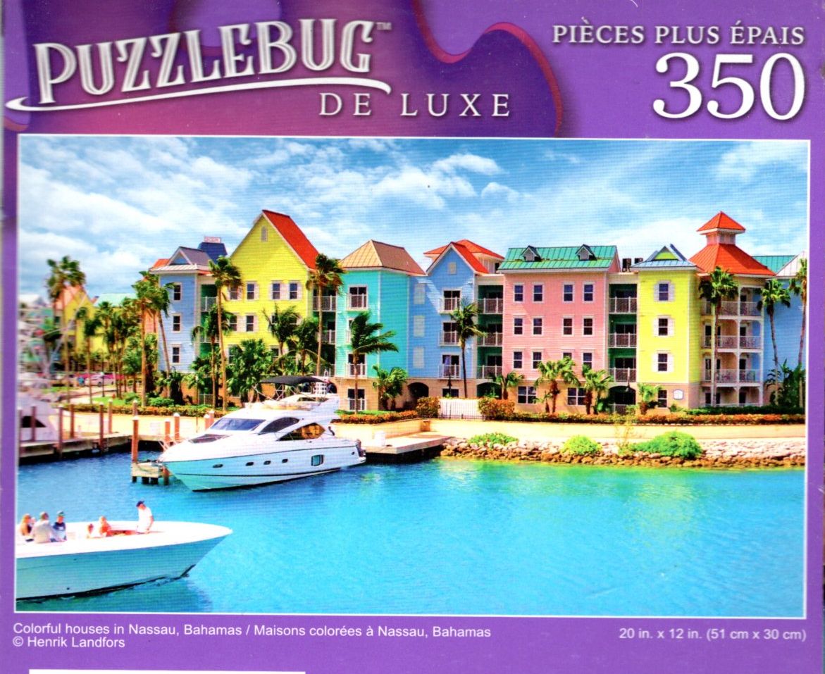 Colorful Houses in Nassau, Bahamas - 350 Pieces Deluxe Jigsaw Puzzle