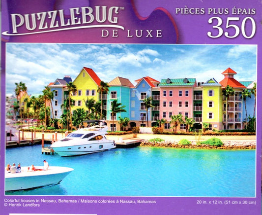 Colorful Houses in Nassau, Bahamas - 350 Pieces Deluxe Jigsaw Puzzle