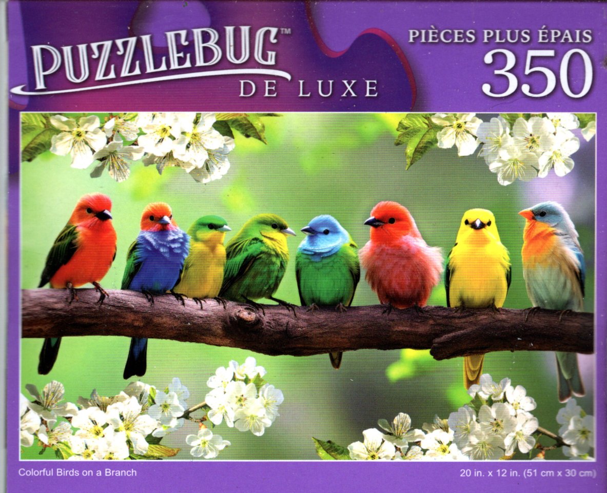 Colorful Birds on a Branch - 350 Pieces Deluxe Jigsaw Puzzle