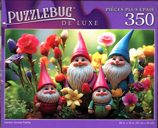 Garden Gnome Family - 350 Pieces Deluxe Jigsaw Puzzle