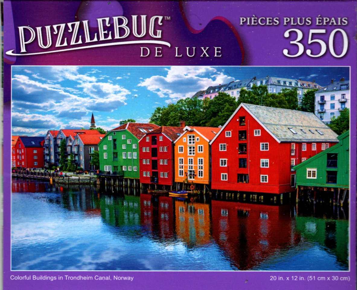 Colorful Building in Trondheim Canal, Norway - 350 Pieces Deluxe Jigsaw Puzzle